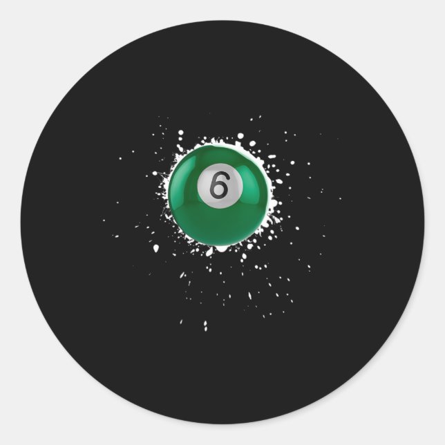 Sticker Rond Cool 6 balles Billard de six billard de billard de (Devant)