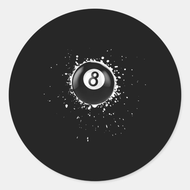 Sticker Rond Cool 8 boules Huit Billard Billard Peinture Splatt (Devant)