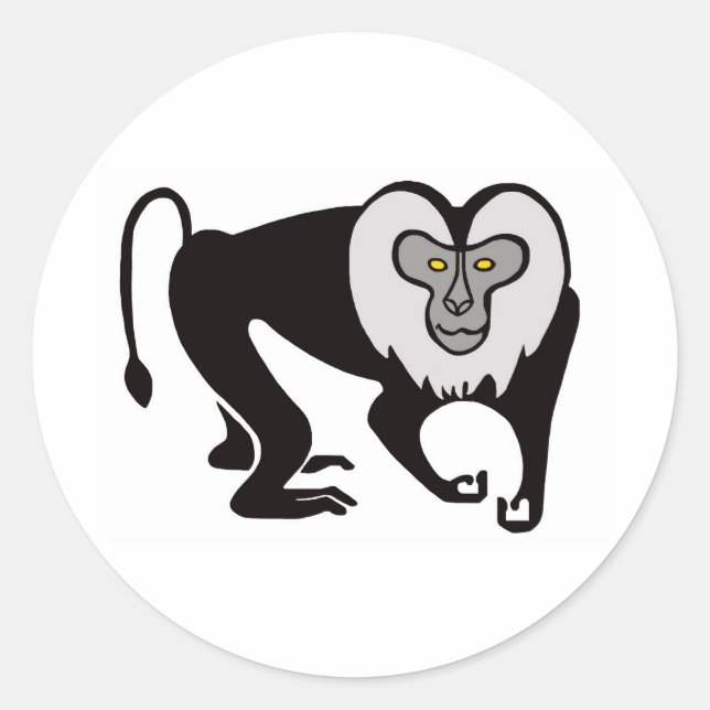 Sticker Rond Cool à queue de lion MACAQUE militant animal - Nat (Devant)