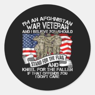 Sticker Rond Cool Afghanistan Guerre Vétérinaire Soldat Fière V