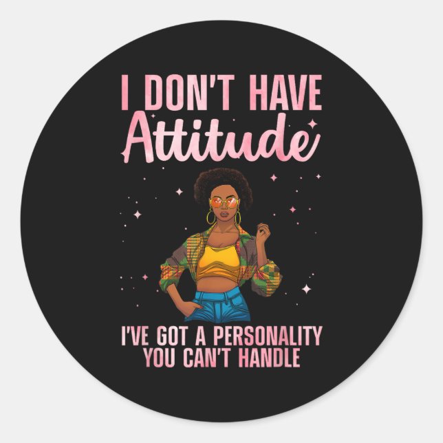 Sticker Rond Cool Africaine Conception Pour Femmes Filles Noir  (Devant)