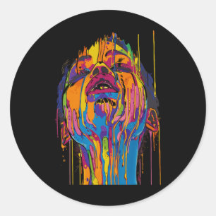 Sticker Rond Cool Africaine femme Afro couleur visage peint Jun