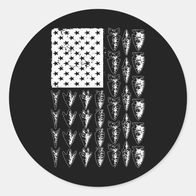 Sticker Rond Cool Arrowhead Pour Hommes Femmes Bowhunt Arrow Hu (Devant)