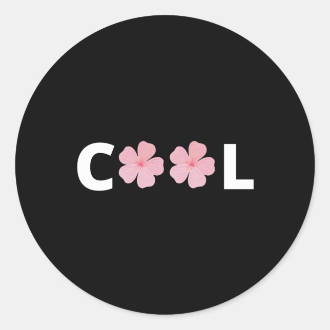 Sticker Rond Cool - avec fleurs roses (Devant)