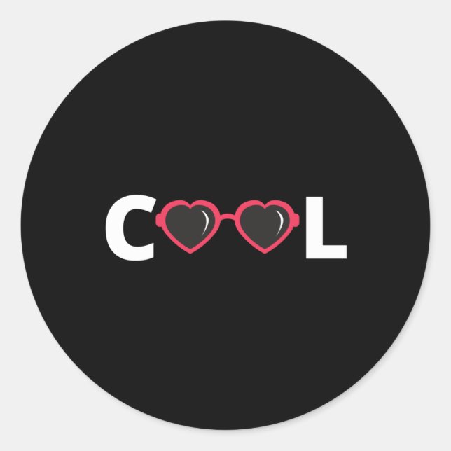 Sticker Rond Cool - avec lunettes de soleil au coeur rouge (Devant)