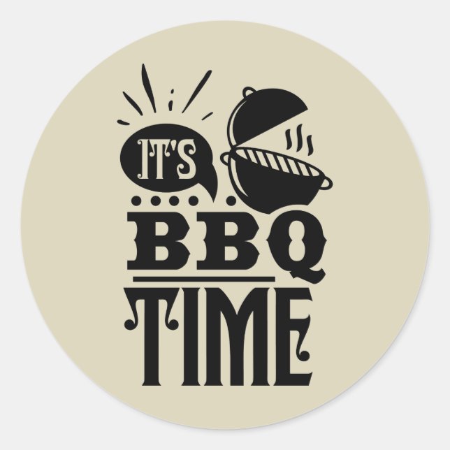 Sticker Rond Cool barbecue heure mot art (Devant)