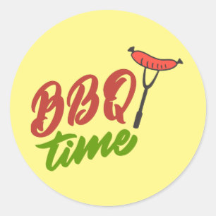 Sticker Rond Cool barbecue heure mot art