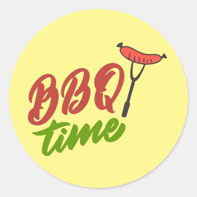 Sticker Rond Cool barbecue heure mot art (Devant)