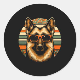 Sticker Rond Cool berger allemand chien style Art rétro Noël