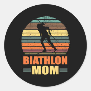 Sticker Rond Cool Biathlon Maman Amusante Biathlète tir Ski