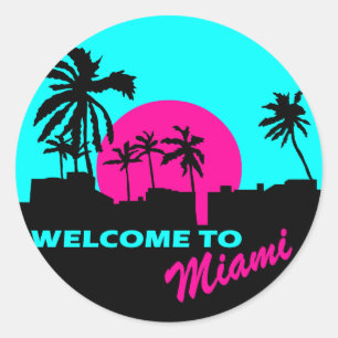 Sticker Rond Cool Bienvenue à Miami design