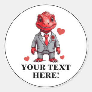 Sticker Rond Cool blanc & rouge personnalisé T-rex