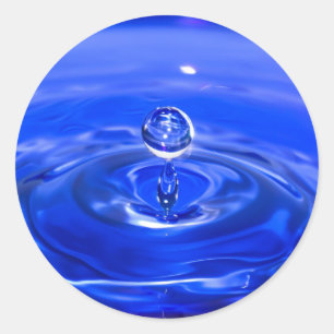 Sticker Rond Cool Bleu gouttelette d'eau