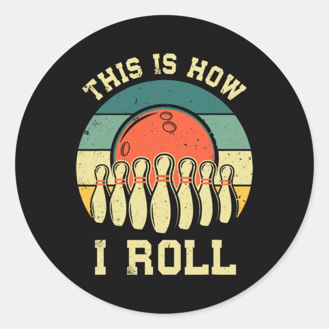 Sticker Rond Cool Bowling Art Pour Hommes Bowler Track Bowlin (Devant)