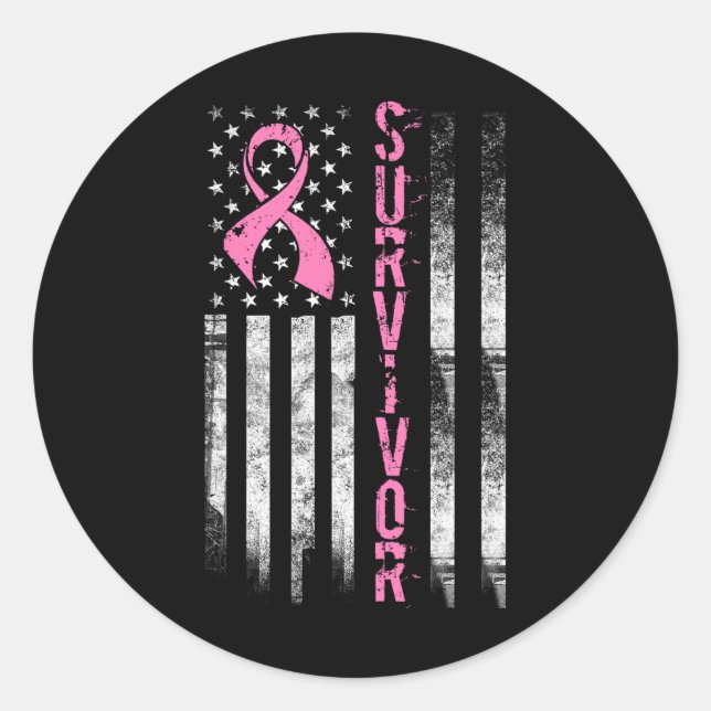 Sticker Rond Cool Breast Cancer Survivor (Devant)