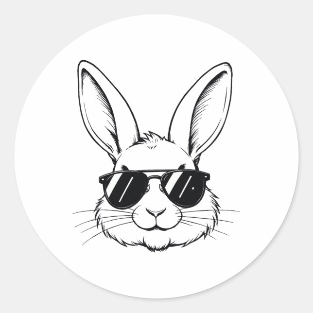 Sticker Rond Cool Bunny Face Joyeuses Chemises de Pâques Pour G (Devant)