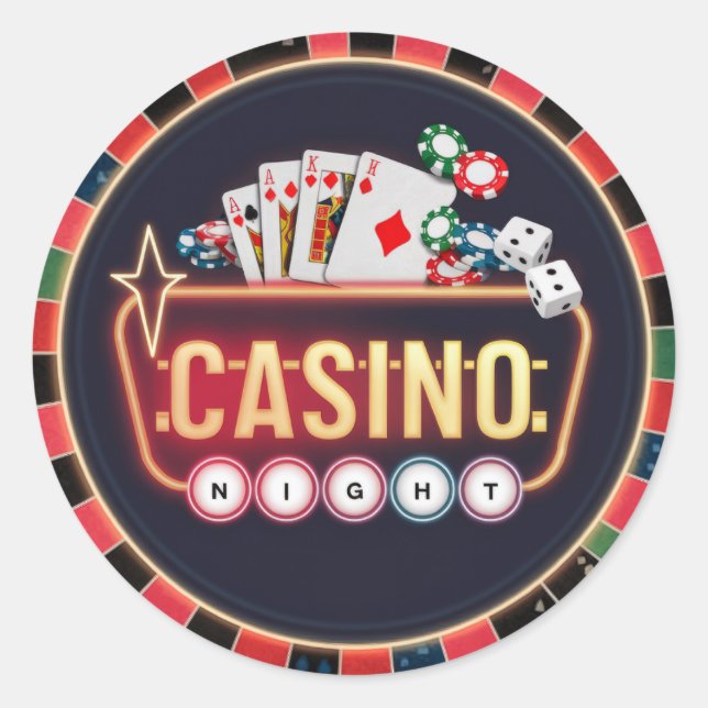 Sticker Rond Cool Casino nuit mot art jeu (Devant)