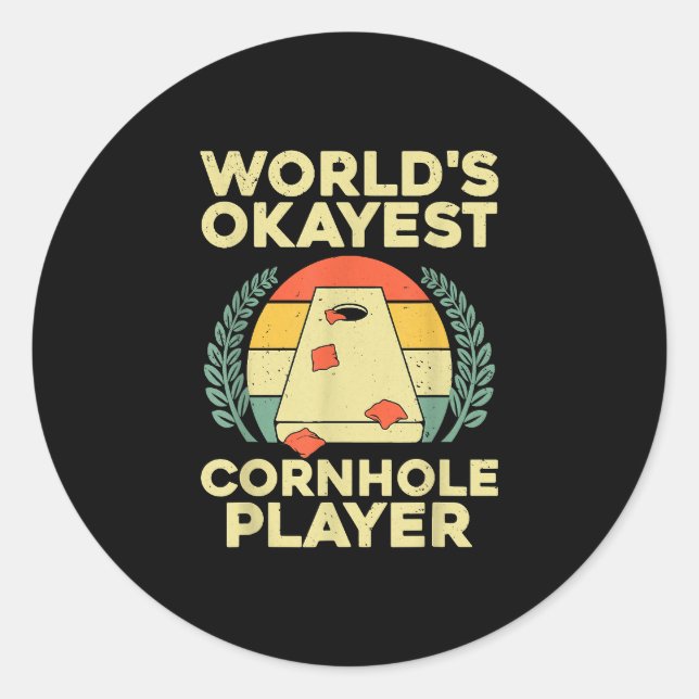 Sticker Rond Cool Cornhole Design Corn Hole Cornhole Joueur (Devant)