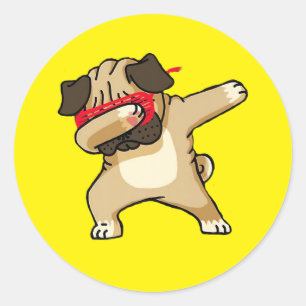 Sticker Rond Cool Dabbing Carlin Danse de chien