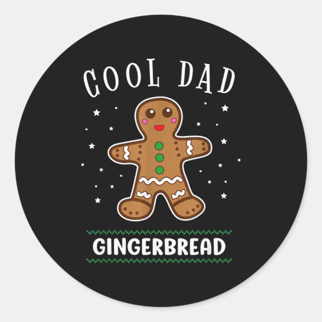 Sticker Rond Cool Dad Gingerbread Man Cookie Family Christmas P (Devant)