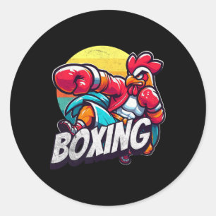 Sticker Rond Cool De Boxe Chicken Roosters Drôle Poulet Qui Aim