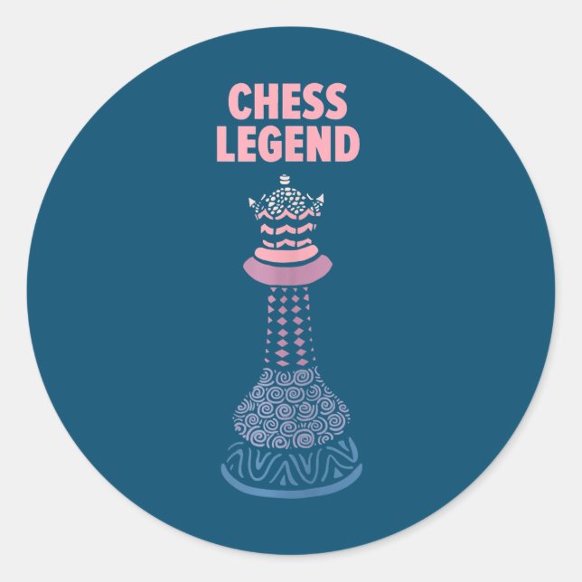 Sticker Rond Cool de la légende des échecs avec matchs de contr (Devant)