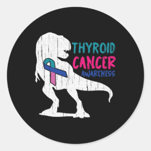 Sticker Rond Cool de sensibilisation au cancer T-rex Guerrier S