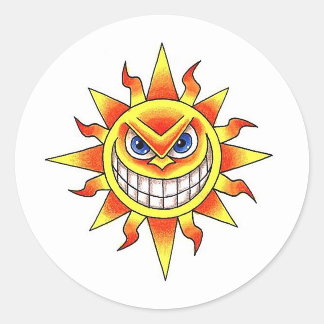 Sticker Rond Cool dessin animé symbole tatouage mal sourire vis (Devant)