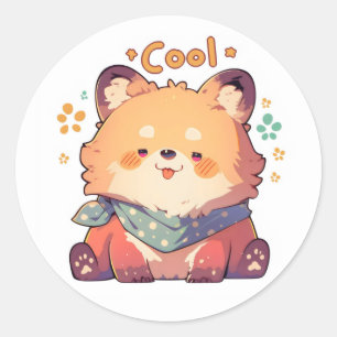 Sticker Rond Cool drôle Anime animal