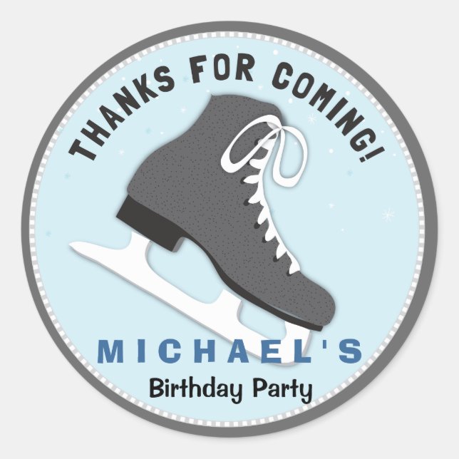 Sticker Rond Cool Dudes Patinage de glace Anniversaire Merci St (Devant)