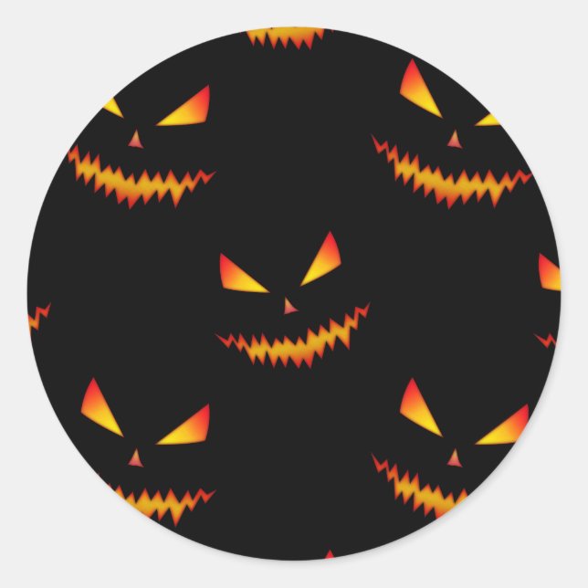 Sticker Rond Cool effrayant Jack O'Lantern visage motif d'Hallo (Devant)