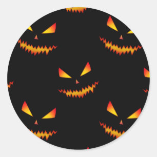 Sticker Rond Cool effrayant Jack O'Lantern visage motif d'Hallo