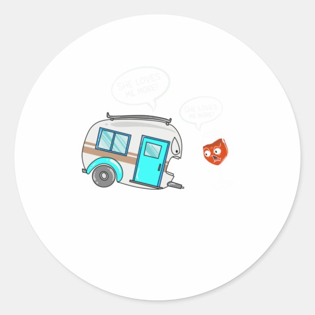 Sticker Rond Cool Elle M'Aime Camping Et Vin Funny Camp D (Devant)