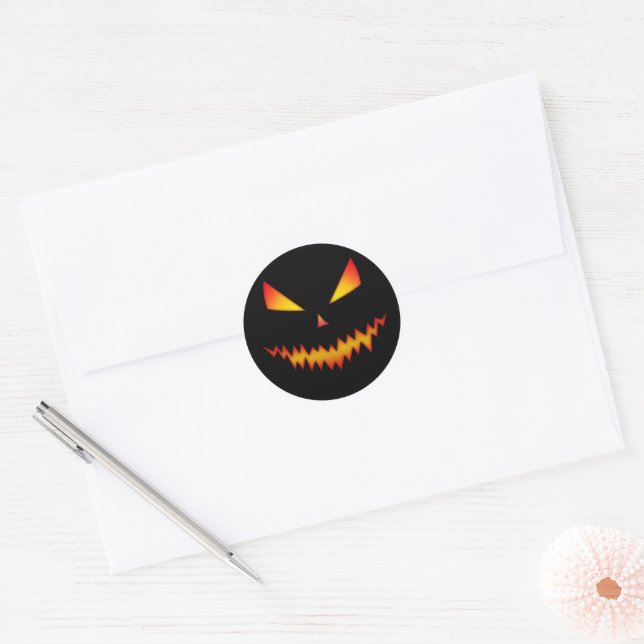 Sticker Rond Cool et effrayant Jack O'Lantern visage Halloween (Enveloppe)
