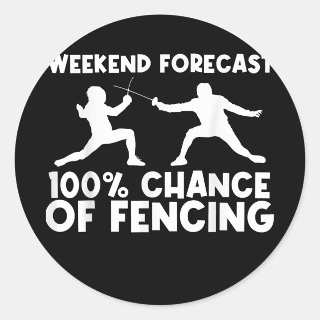 Sticker Rond Cool Fencing Gift For Men Women Fencer Sport Epee (Devant)