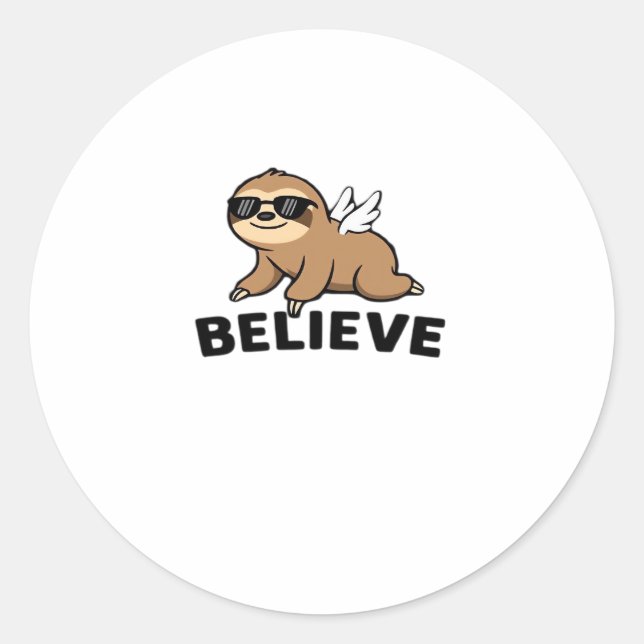 Sticker Rond Cool Flying Sloth Croyez Drôle Motivational Design (Devant)