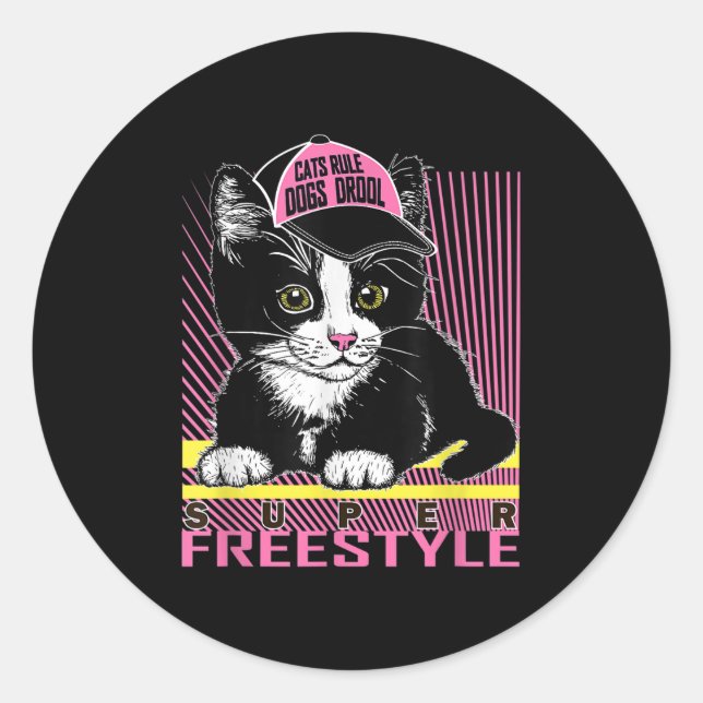Sticker Rond Cool Funny Sarcastic Cats Mèmes Citations Cartoon  (Devant)