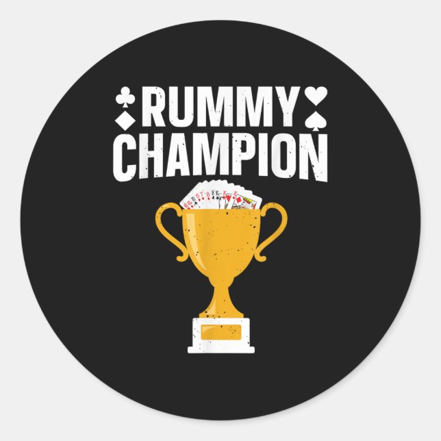 Sticker Rond Cool Gin Rummy Design Pour Hommes Femmes Carte Jeu (Devant)