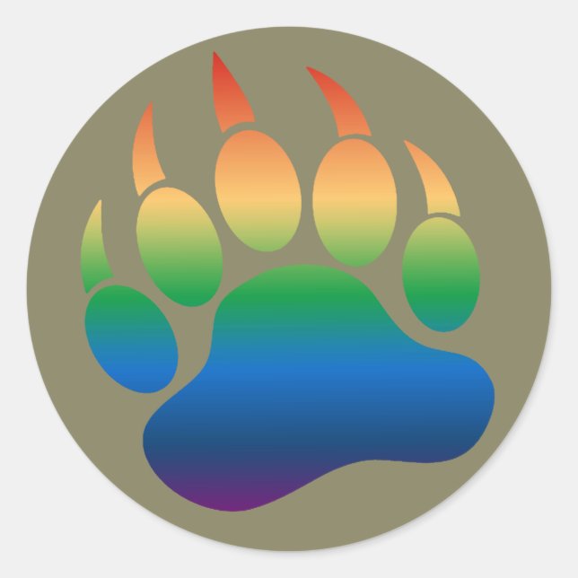 Sticker Rond Cool Gradient Motif Gay Ours Pride Ours Paw (Devant)