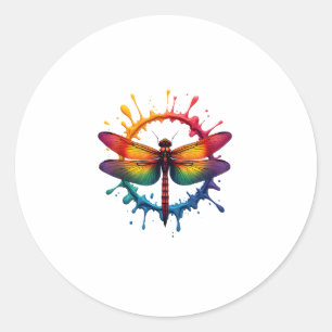 Sticker Rond Cool Graphic Tie Dye Lunettes de soleil Dragonfly 