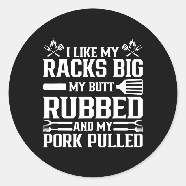 Sticker Rond Cool Griller Porc Fumer Bbq Viande Fumer (Devant)