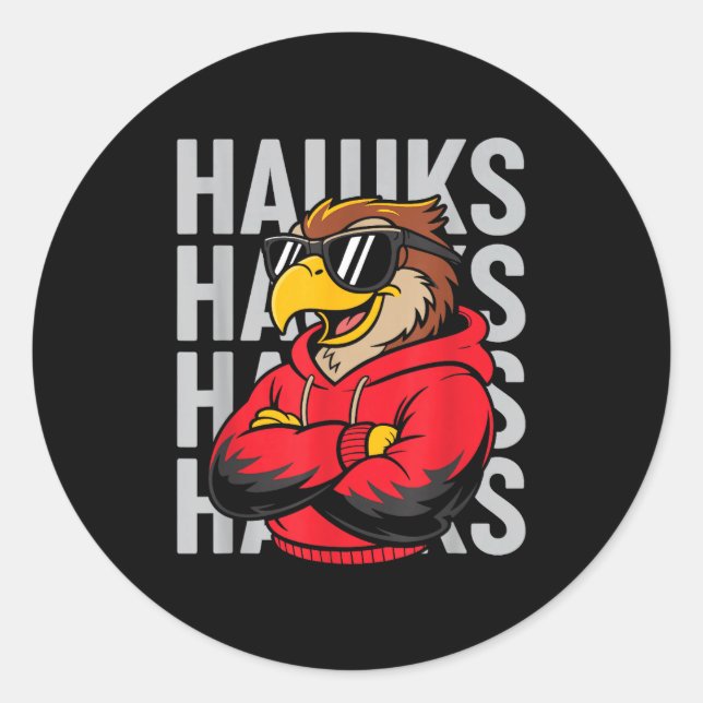 Sticker Rond Cool Hawk Gift For Men Women Boys Girls Kids  (Devant)