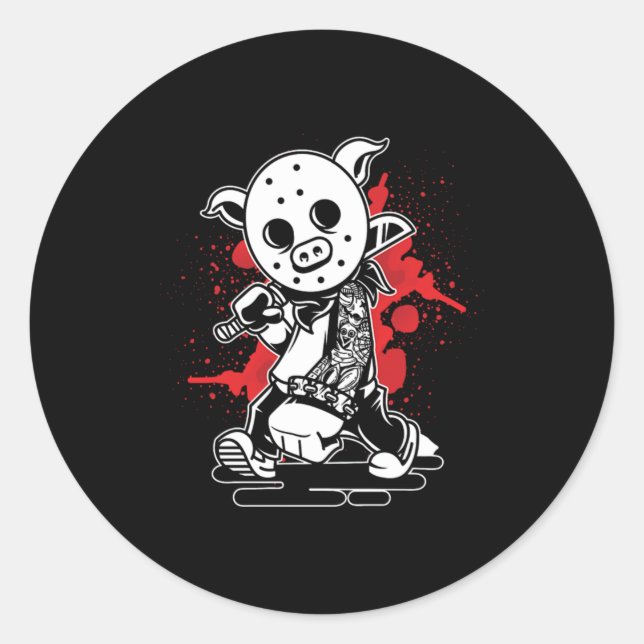 Sticker Rond Cool Hiphop Pig Dude Street Graffiti Art Hip hop U (Devant)