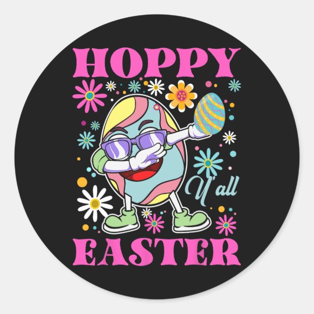 Sticker Rond Cool Hoppy Easter Y’all Dabbin’ Egg (Devant)