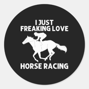 Sticker Rond Cool Horse Racing Art Pour Hommes Femmes Horseback