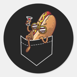 Sticker Rond Cool Hot Dog Conception Pour Hommes Femme Plat Hot