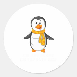 Sticker Rond Cool Im Pas Court Im Penguin Taille Amusante Ani