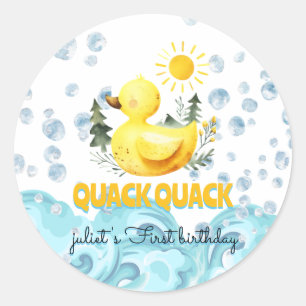 Sticker Rond Cool jaune 1er canard en caoutchouc invitations d'