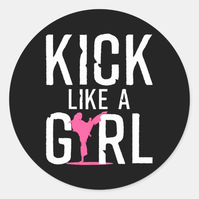 Sticker Rond Cool Karate Cadeau Kickboxing Karate Lover Taekwon (Devant)