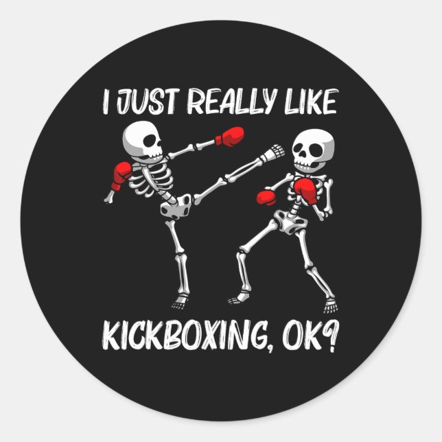 Sticker Rond Cool Kickboxing Design For Men Women Kickbox Sport (Devant)